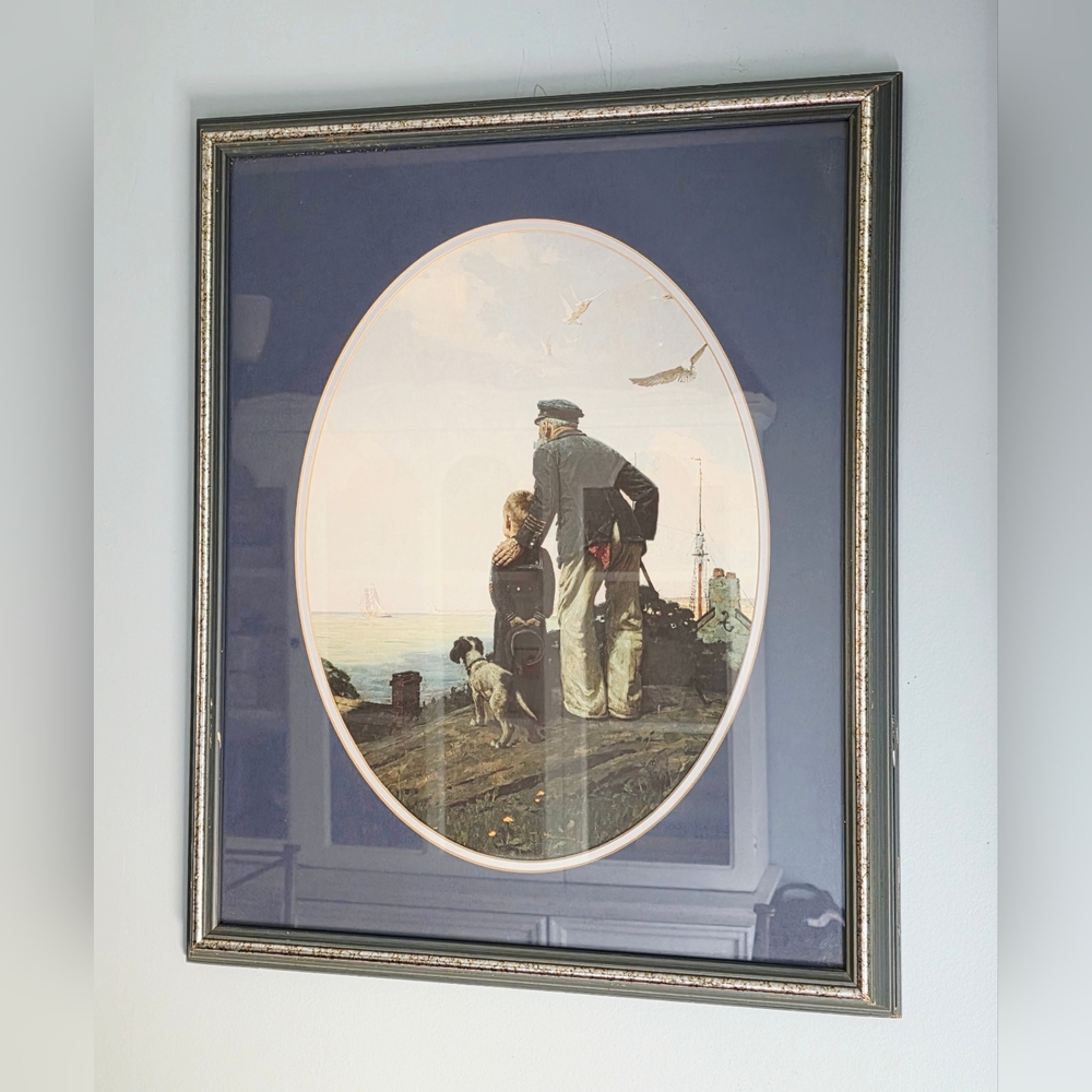 Vintage Norman Rockwell Framed Nautical Art Print